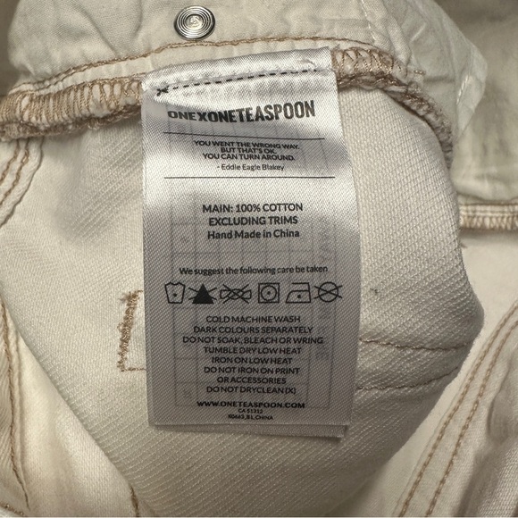 ONE X ONE TEASPOON Cococash Hooligans Low Waist distressed White Jeans Size 24 - Picture 8 of 10